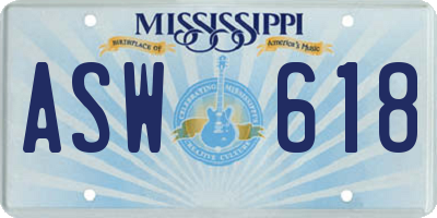 MS license plate ASW618