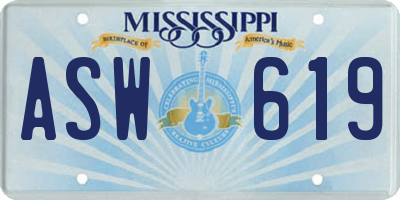 MS license plate ASW619