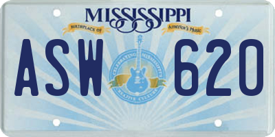 MS license plate ASW620