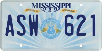 MS license plate ASW621