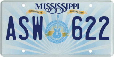 MS license plate ASW622