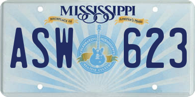 MS license plate ASW623
