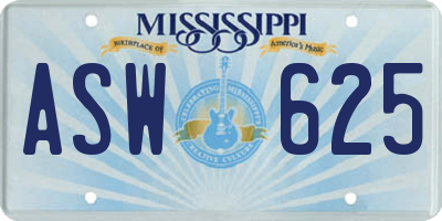 MS license plate ASW625