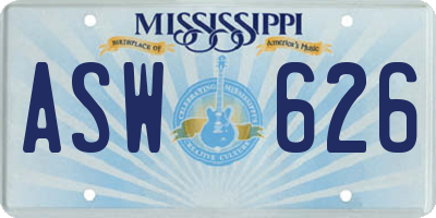 MS license plate ASW626