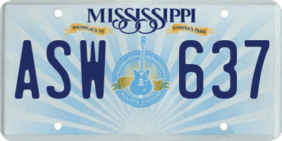 MS license plate ASW637