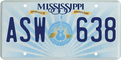 MS license plate ASW638
