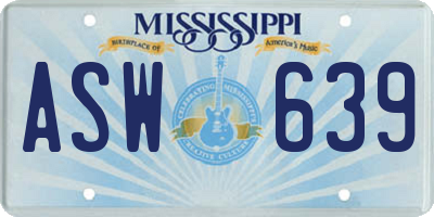 MS license plate ASW639