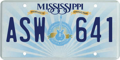 MS license plate ASW641