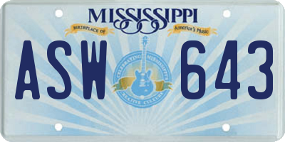 MS license plate ASW643