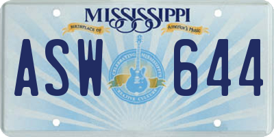 MS license plate ASW644
