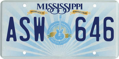 MS license plate ASW646