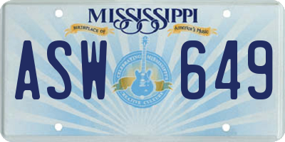 MS license plate ASW649