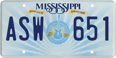 MS license plate ASW651