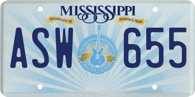 MS license plate ASW655