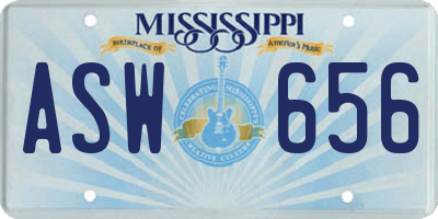 MS license plate ASW656