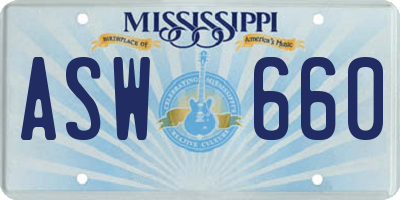 MS license plate ASW660
