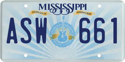 MS license plate ASW661