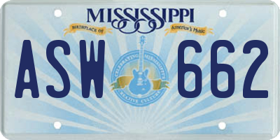 MS license plate ASW662