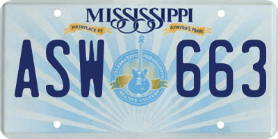 MS license plate ASW663
