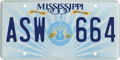 MS license plate ASW664