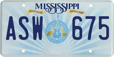 MS license plate ASW675