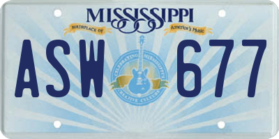 MS license plate ASW677