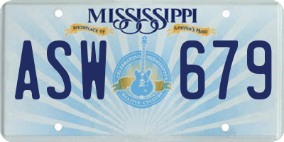 MS license plate ASW679