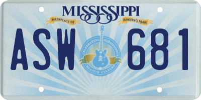 MS license plate ASW681