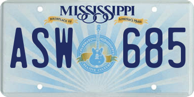 MS license plate ASW685