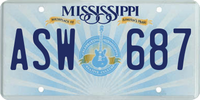 MS license plate ASW687