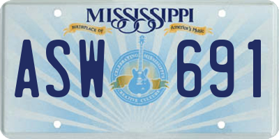 MS license plate ASW691