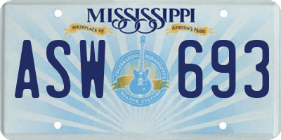 MS license plate ASW693