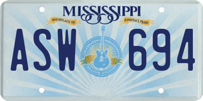 MS license plate ASW694