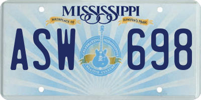 MS license plate ASW698