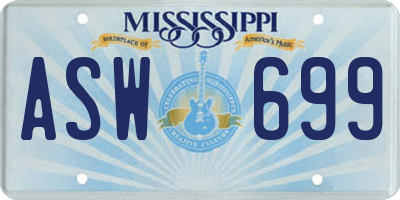 MS license plate ASW699