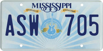 MS license plate ASW705
