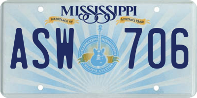 MS license plate ASW706