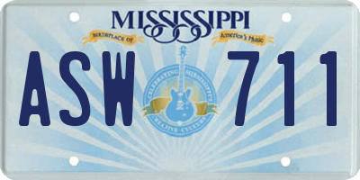 MS license plate ASW711
