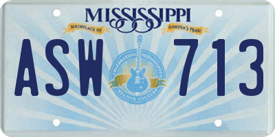 MS license plate ASW713