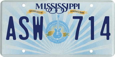 MS license plate ASW714