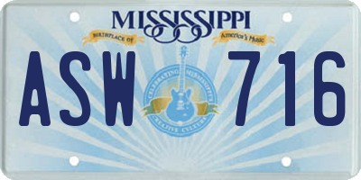 MS license plate ASW716