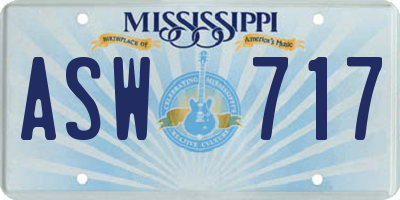 MS license plate ASW717