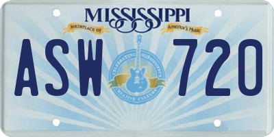 MS license plate ASW720