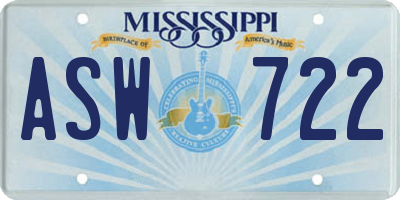 MS license plate ASW722