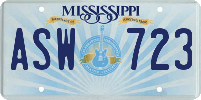 MS license plate ASW723