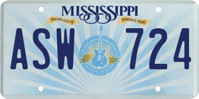 MS license plate ASW724