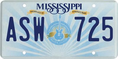 MS license plate ASW725