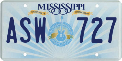 MS license plate ASW727