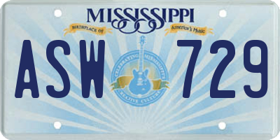 MS license plate ASW729