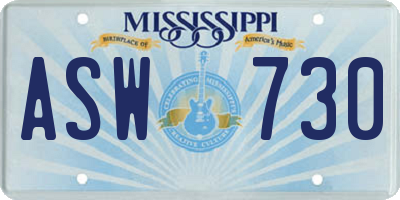 MS license plate ASW730